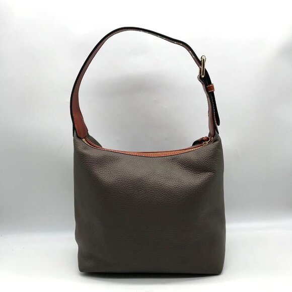 Dooney & Bourke Gray Pebbled Grain Leather Paige Sac Shoulder Bag - Picture 2 of 11